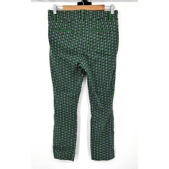by Anthropologie The Essential Slim Trouser Pant Blue Green Butterfly Print 8 - Picture 3 of 8